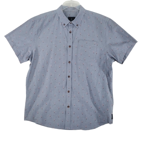 Prana Other - Prana Organic Cotton Shirt Mens L Gray Button Down Short Sleeves Standard Fit
